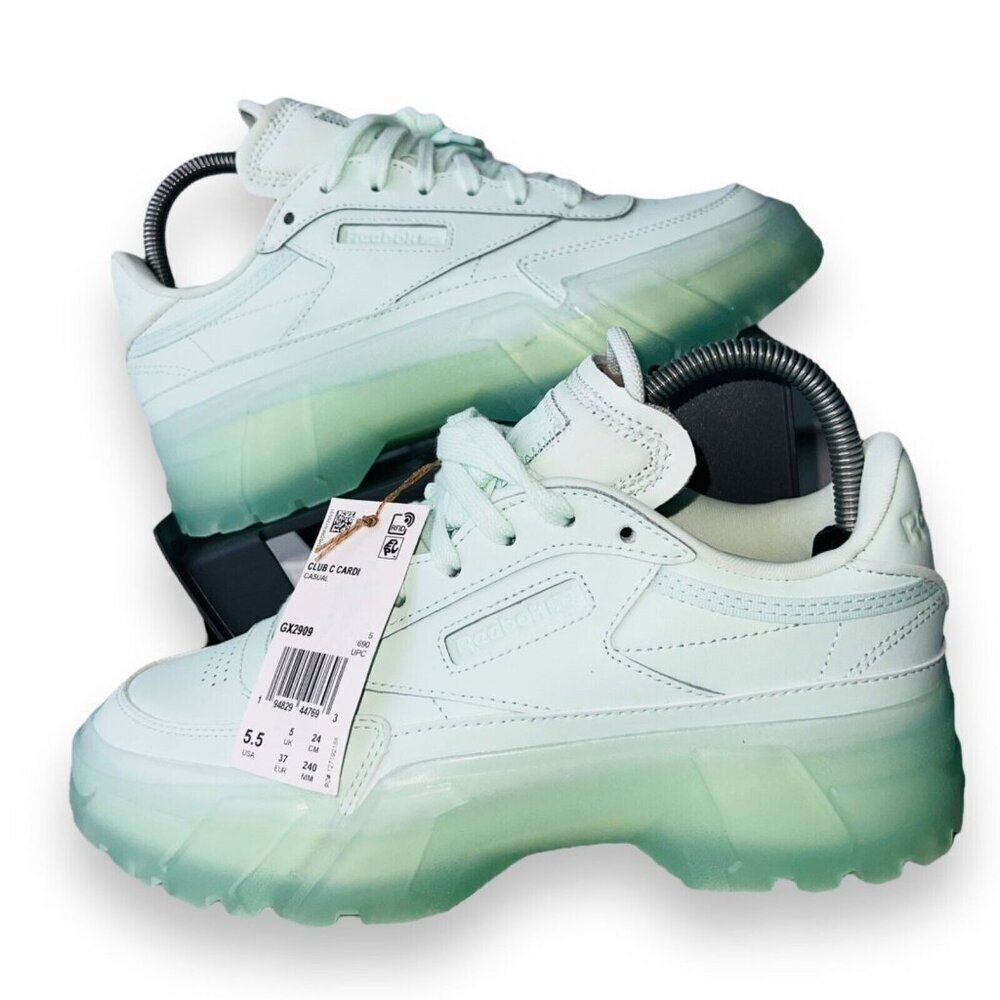 Reebox Club C x Cardi B Aqua Dust Platform Sneakers GX2909 Youth 5.5 Women's 6.5